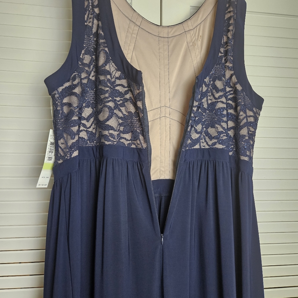 R&M Richards Women's Navy and Taupe Maxi Length Dress Gown Size 18W - Picture 9 of 11